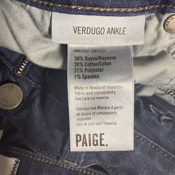 Paige Verdugo Ankle Jeans Women’s 28 Dark Wash Stretch Skinny Denim Pants - Picture 6 of 8